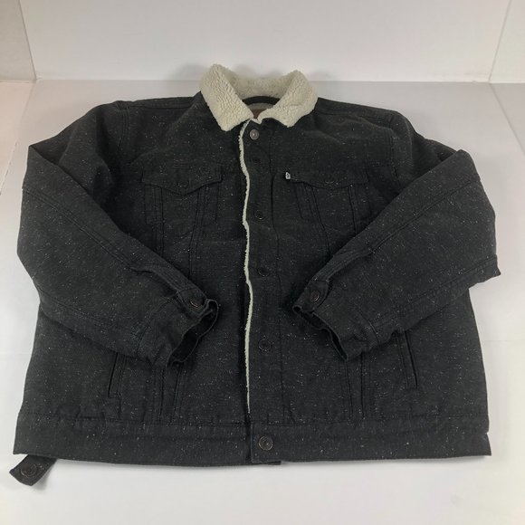 Levi's Sherpa Lined Jacket Adult Extra Extra Large Black Canvas Trucker Type 3 - Picture 1 of 13
